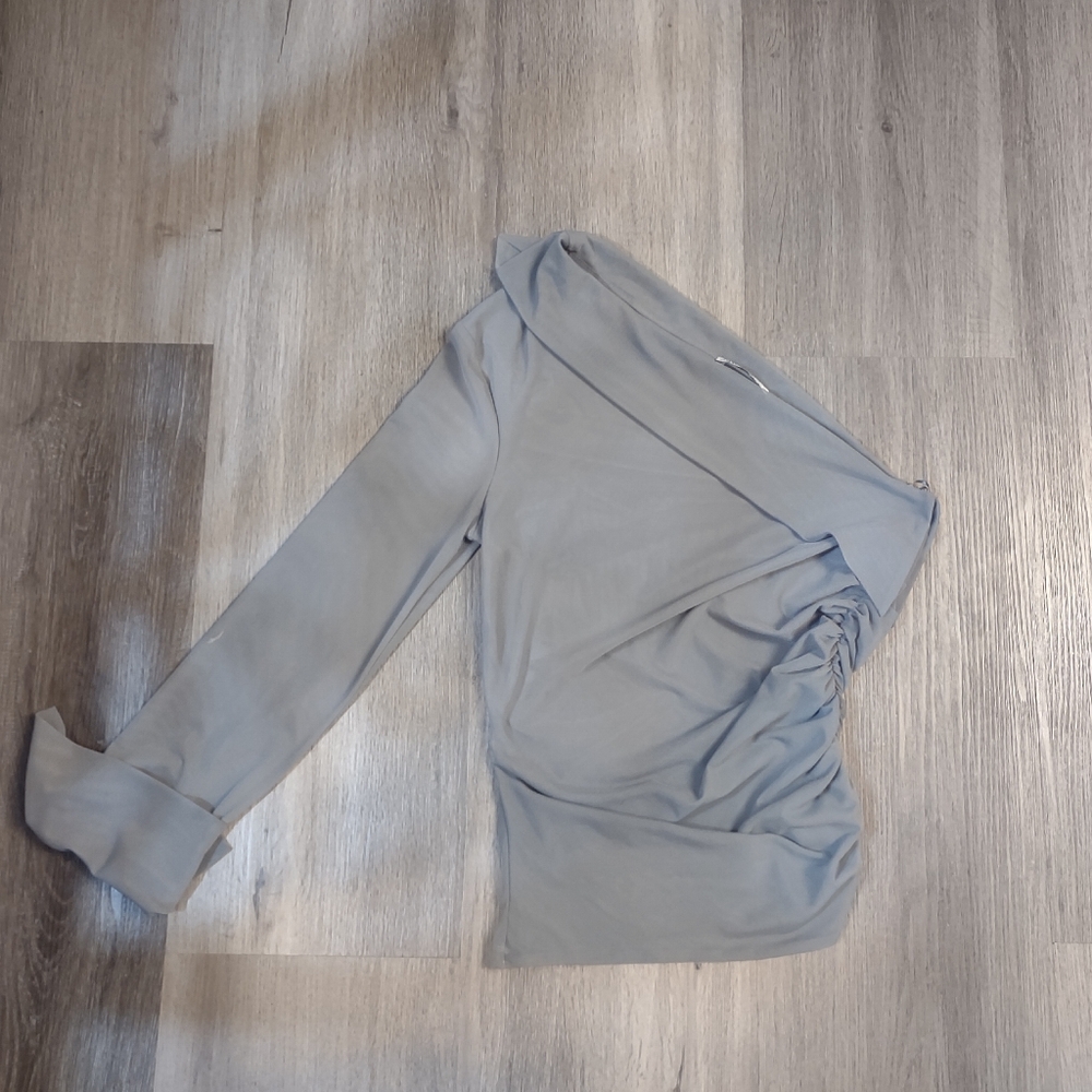 Zara one shoulder Light Gray Blouse